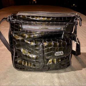 Brighton Patent Leather Croc Embossed Crossbody